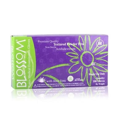 Blossom - Blossom Textured Powder Free Latex Medical Exam Gloves with Aloe Vera